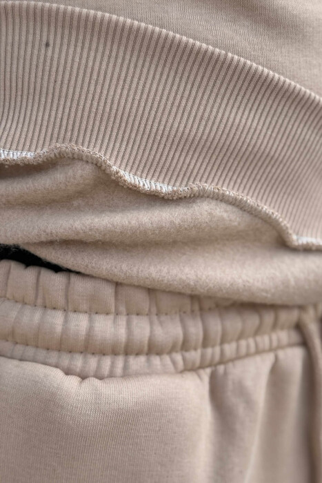 ROUND NECK SWEATSHIRT+JOGGERS FLUFFY MEN SET BEIGE/BEZHE - 4