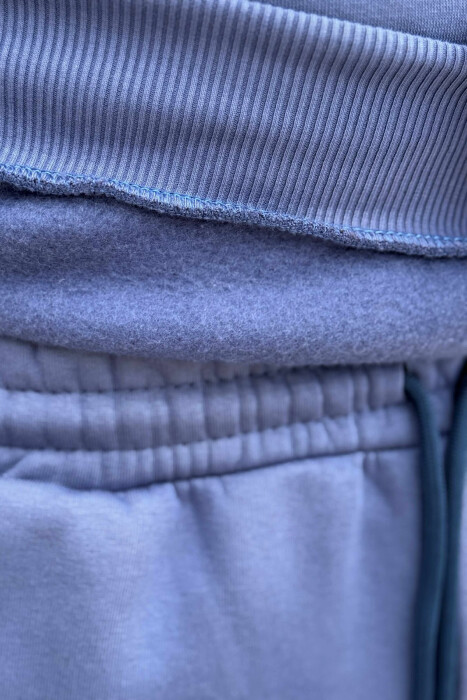 ROUND NECK SWEATSHIRT+JOGGERS FLUFFY MEN SET BLUE/BLU - 3