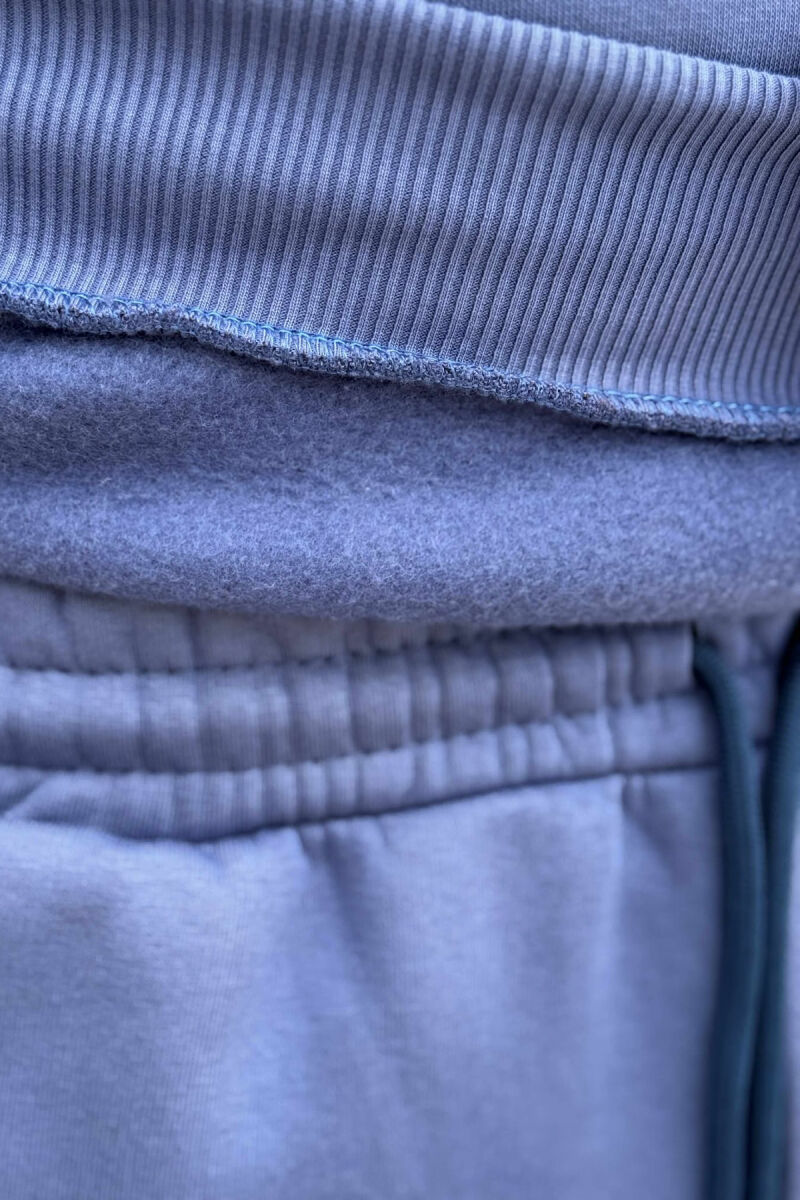 ROUND NECK SWEATSHIRT+JOGGERS FLUFFY MEN SET BLUE/BLU - 3