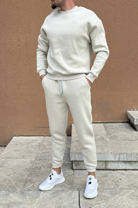ROUND NECK SWEATSHIRT+JOGGERS FLUFFY MEN SET BRIGHT GREY/GRI E SHNDRITSHME - 1