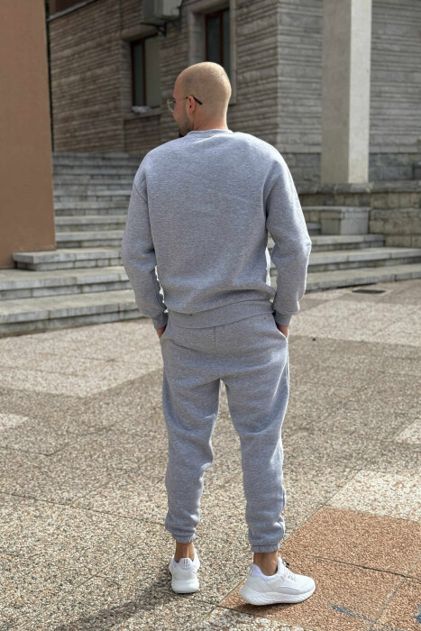 ROUND NECK SWEATSHIRT+JOGGERS FLUFFY MEN SET GREY/GRI - 5