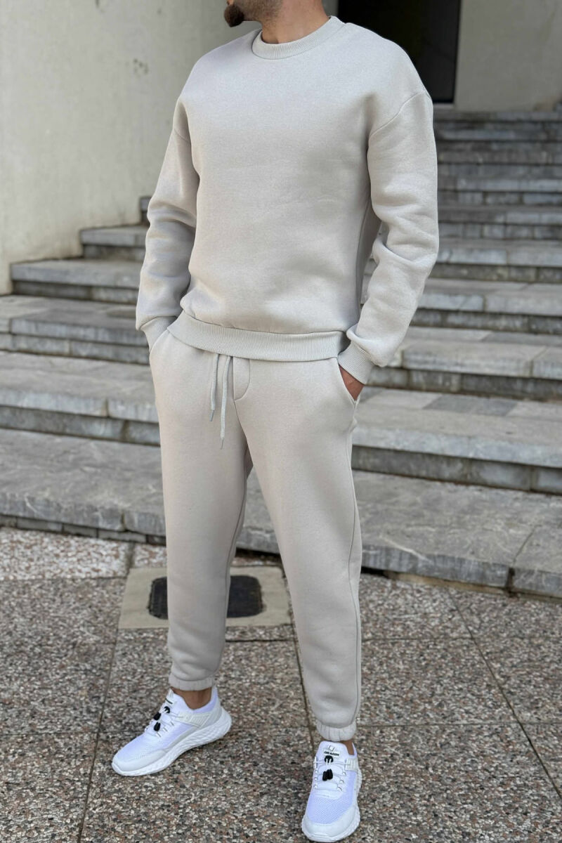 ROUND NECK SWEATSHIRT+JOGGERS FLUFFY MEN SET LIGHT GREY/GZ - 1