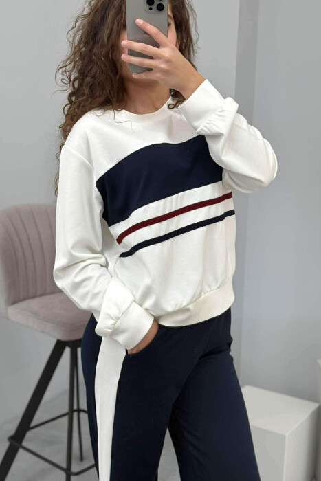 ROUND NECK SWEATSHIRT+SWEATPANTS WOMEN SET BLUE/BLU - 2