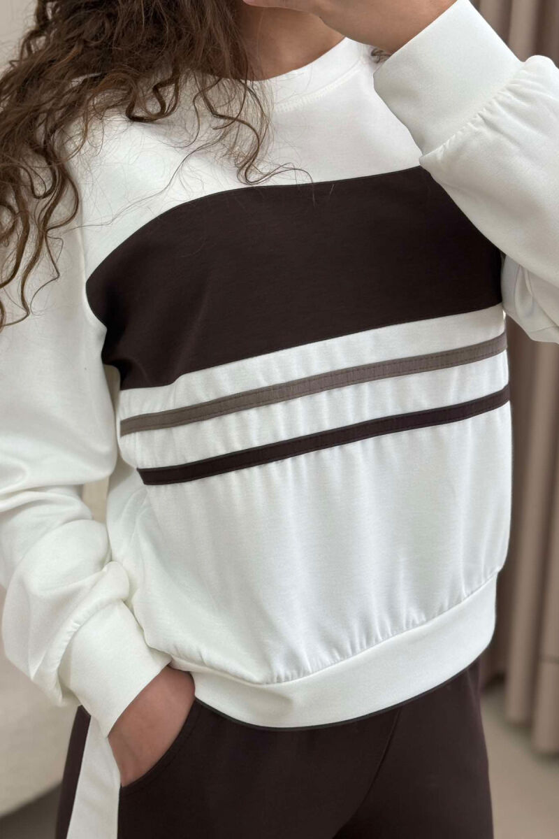 ROUND NECK SWEATSHIRT+SWEATPANTS WOMEN SET BROWN/KAFE - 2