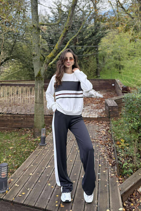 ROUND NECK SWEATSHIRT+SWEATPANTS WOMEN SET DARK GREY/GEE 