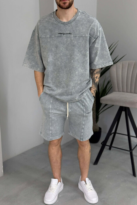 ROUND NECK T-SHIRT + SHORTS MEN SET LIGHT GREY/GZ - 2