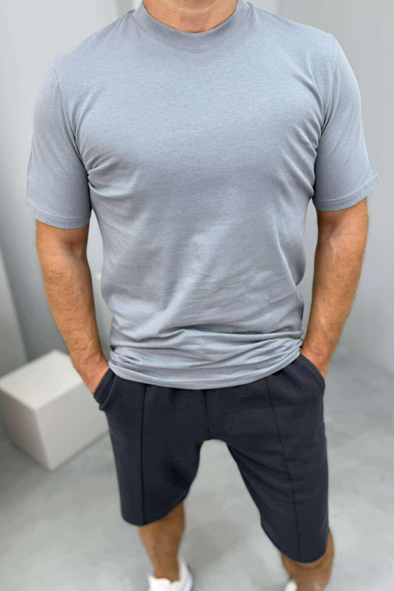 ROUND NECK T-SHIRT+SHORTS SIMPLE MEN SET GREY/GRI - 2