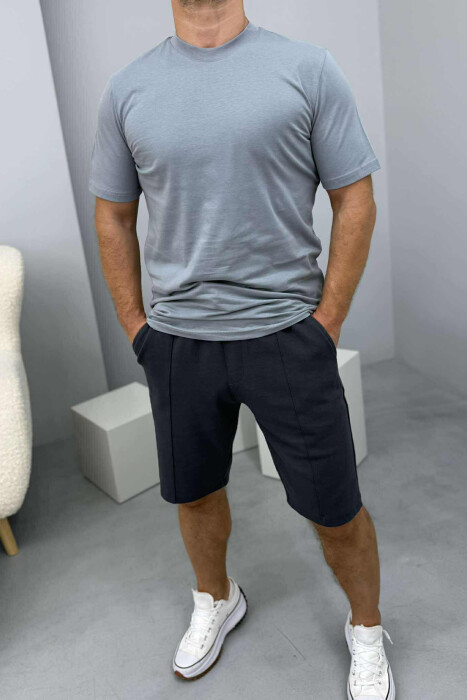 ROUND NECK T-SHIRT+SHORTS SIMPLE MEN SET GREY/GRI 