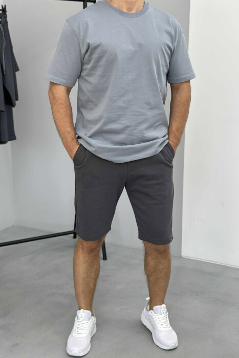 ROUND NECK T-SHIRT+SHORTS SIMPLE MEN SET GREY/GRI 