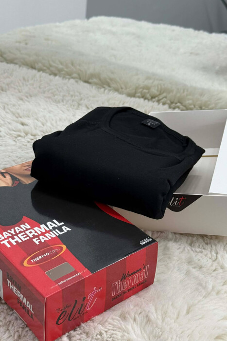ROUND NECK THERMAL BLOUSE BLACK/ E ZEZE - 4