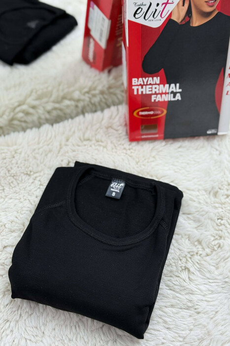 ROUND NECK THERMAL BLOUSE BLACK/ E ZEZE - 2