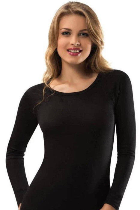 ROUND NECK THERMAL BLOUSE BLACK/ E ZEZE - 9