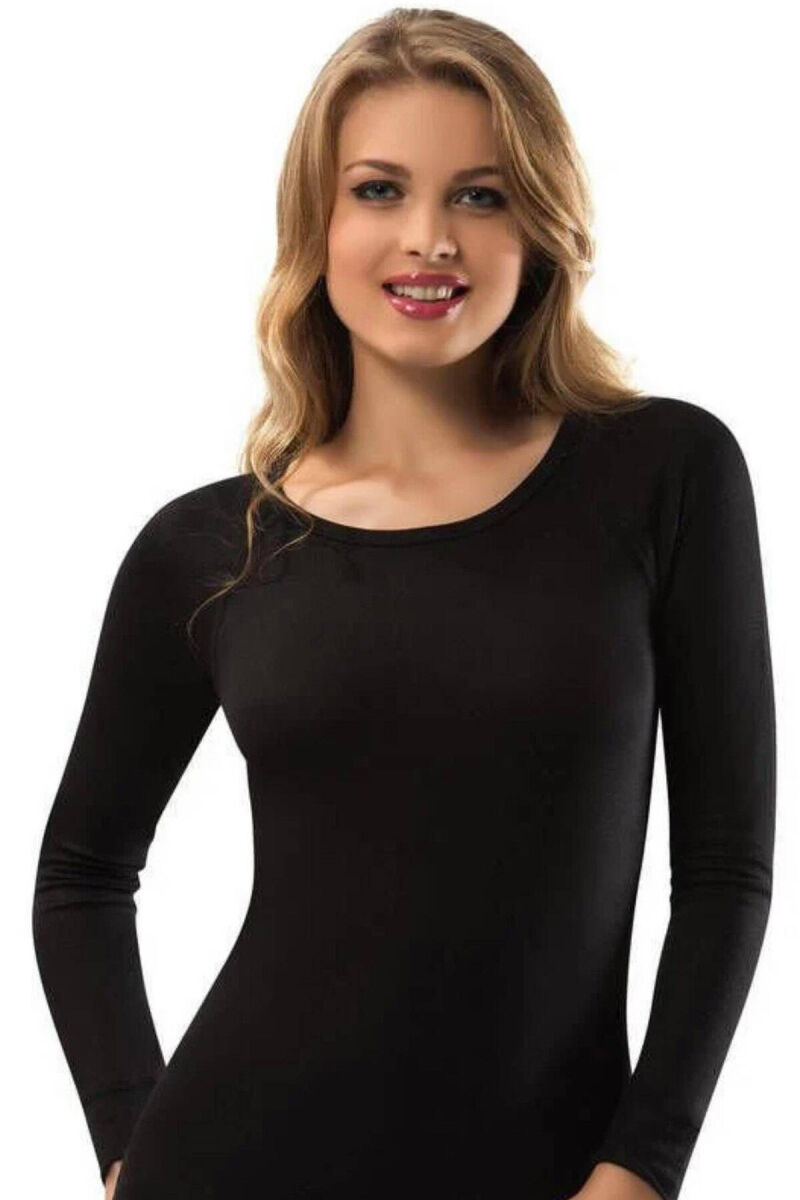 ROUND NECK THERMAL BLOUSE BLACK/ E ZEZE - 9