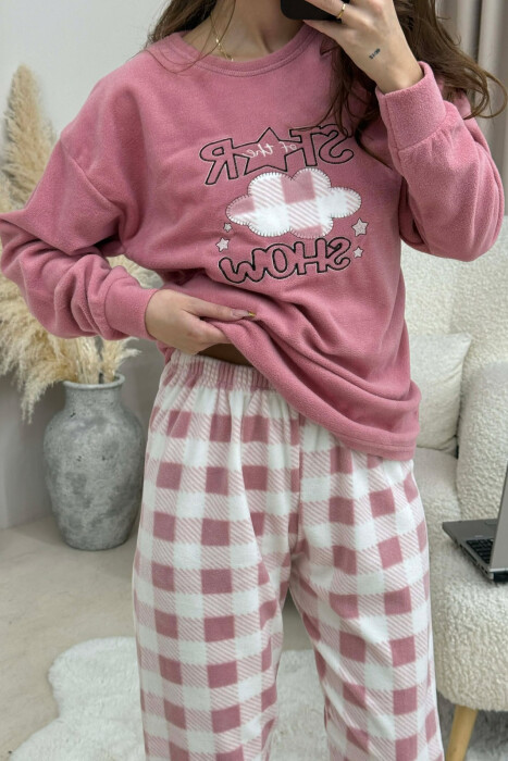 ROUND NECK WARM SWEATSHIRT+SWEATPANTS WOMEN PYJAMAS POWDER/PUDER - 5