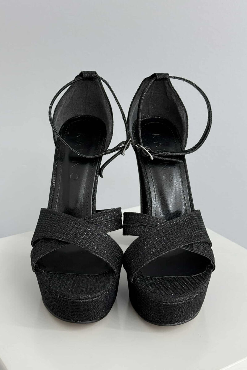 SANDALE TË SHNDRITSHME ME TAKË PËR FEMRA NË NGJYRË TË ZEZË - 3