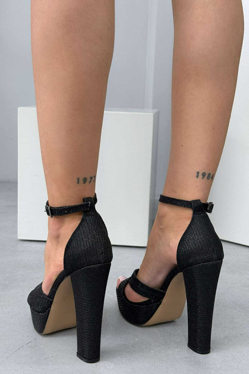 SANDALE TË SHNDRITSHME ME TAKË PËR FEMRA NË NGJYRË TË ZEZË - 4