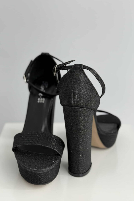 SANDALE TË SHNDRITSHME ME TAKË PËR FEMRA NË NGJYRË TË ZEZË - 2