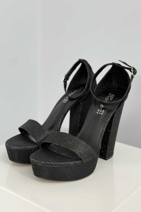 SANDALE TË SHNDRITSHME ME TAKË PËR FEMRA NË NGJYRË TË ZEZË - 5