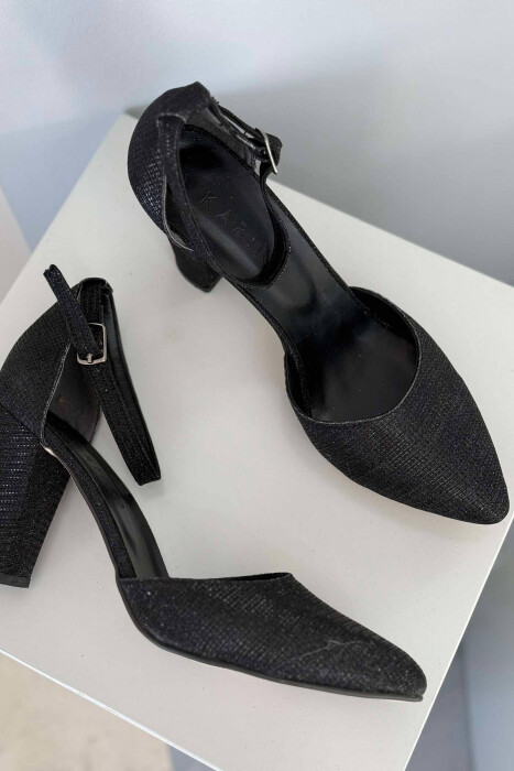 SANDALE TË SHNDRITSHME ME TAKË PËR FEMRA NË NGJYRË TË ZEZË - 3