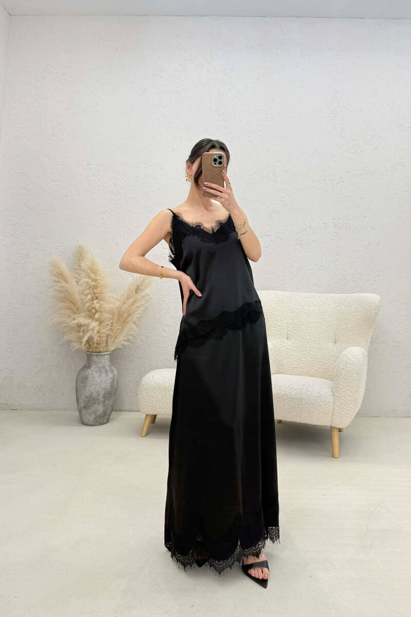 SATIN TANK TOP + SKIRT WOMAN SET BLACK/ E ZEZE - 1