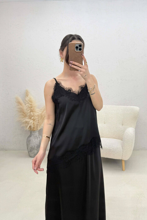 SATIN TANK TOP + SKIRT WOMAN SET BLACK/ E ZEZE - 4