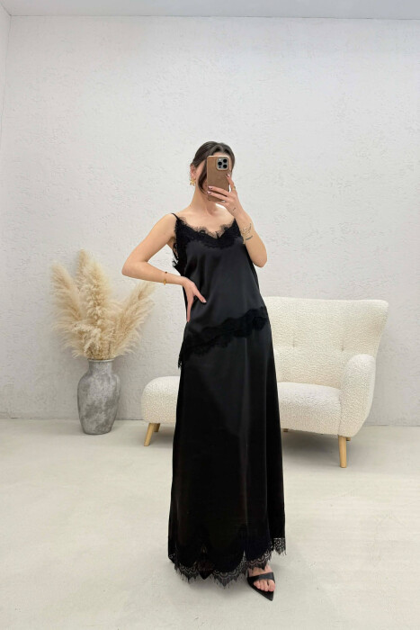 SATIN TANK TOP + SKIRT WOMAN SET BLACK/ E ZEZE - KLAUDIO FASHION