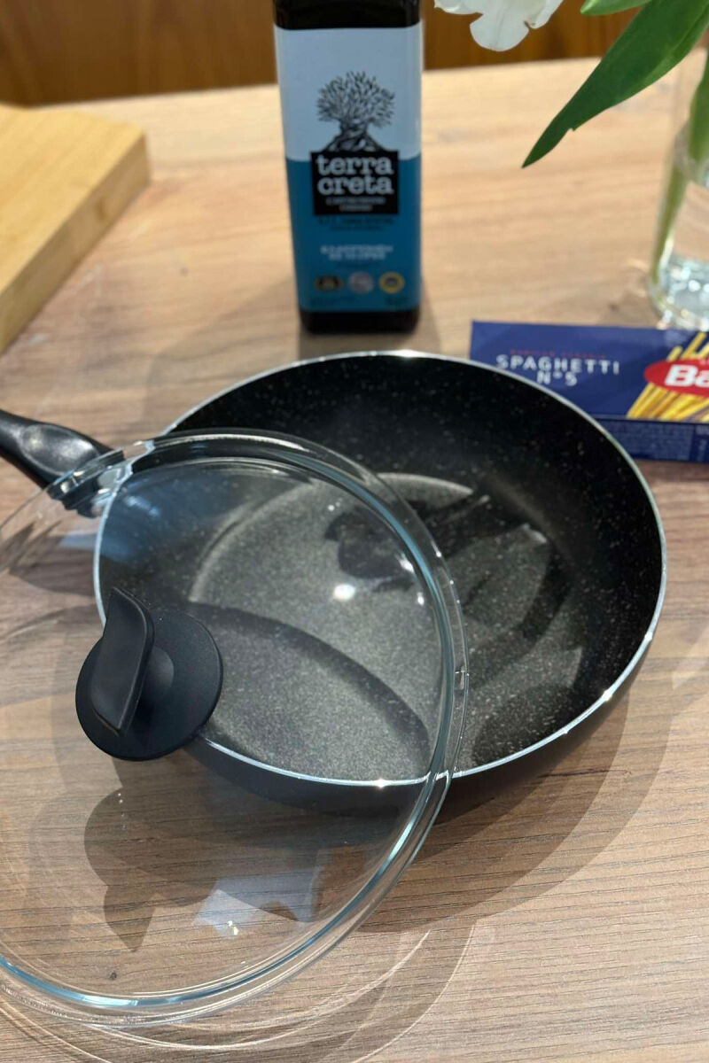 SAUTE FRY PAN WITH GLASS LID 24 CM BLACK/ E ZEZE - 5