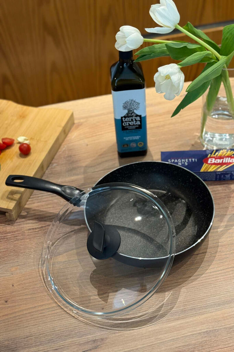 SAUTE FRY PAN WITH GLASS LID 24 CM BLACK/ E ZEZE - 6