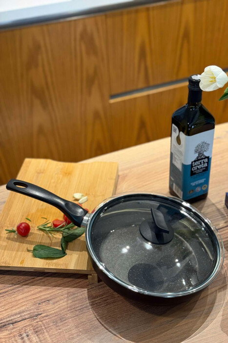 SAUTE FRY PAN WITH GLASS LID 26 CM BLACK/ E ZEZE - 2