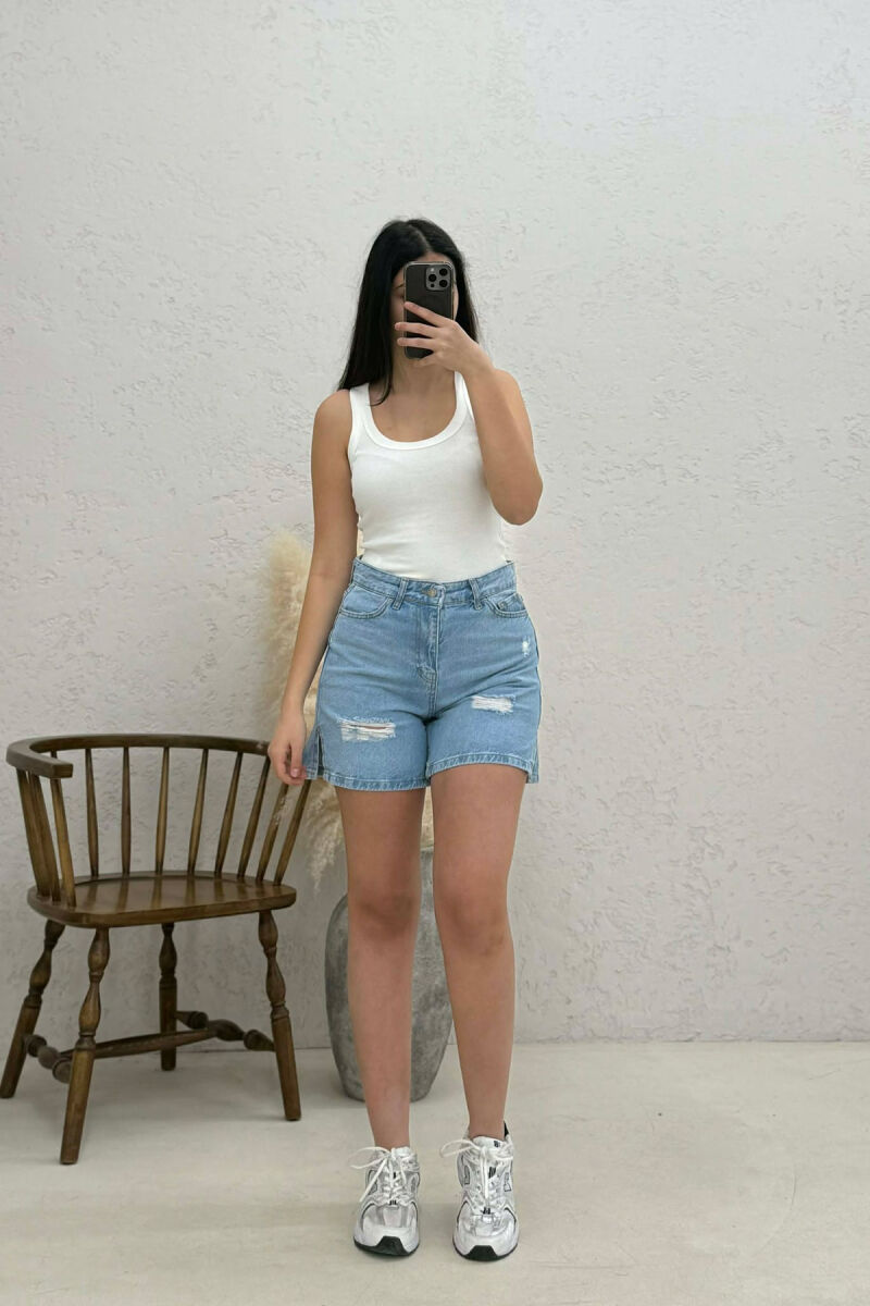 SCRATCHES DENIM WOMAN SHORTS BLUE/BLU - 1