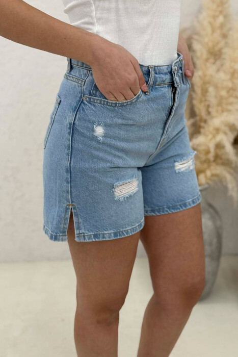 SCRATCHES DENIM WOMAN SHORTS BLUE/BLU - 2