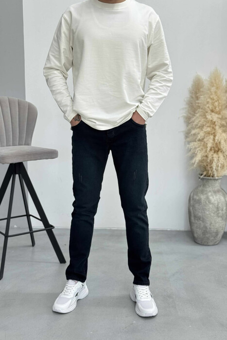 SCRATCHES ONE COLOR MEN JEANS DARK BLUE/BEE - 1