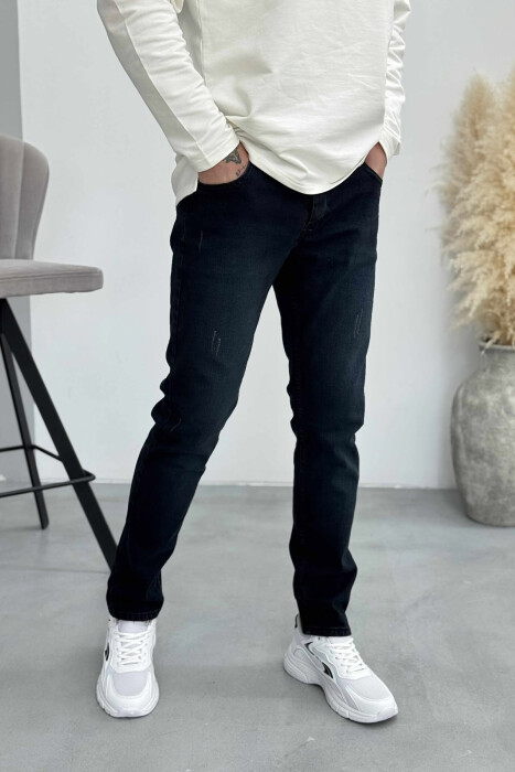 SCRATCHES ONE COLOR MEN JEANS DARK BLUE/BEE - 3