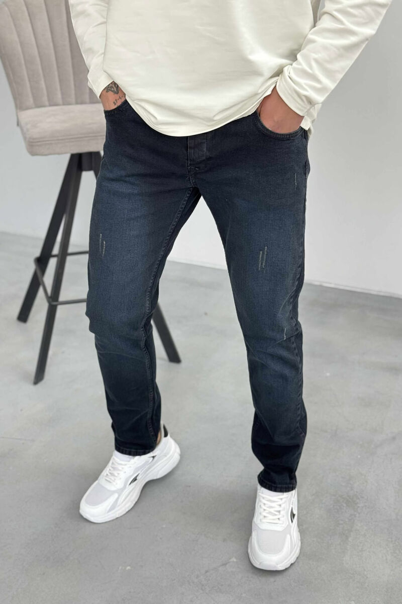 SCRATCHES ONE COLOR MEN JEANS DARK BLUE/BEE - 2