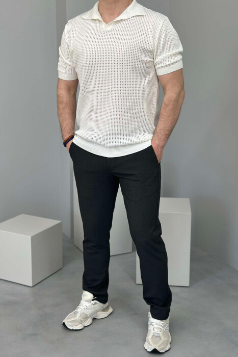 PANTALLONA NJË NGJYRËSHE ME DETAJIN E LIDHSES PËR MESHKUJ NË NGJYRËN GRI E ERRËT 