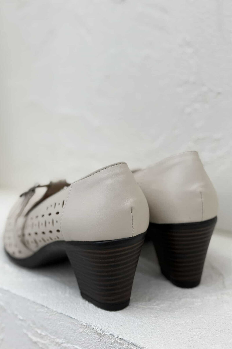 SEMI HEEL ONE COLOR WOMEN SHOES CREAM/KREM - 4