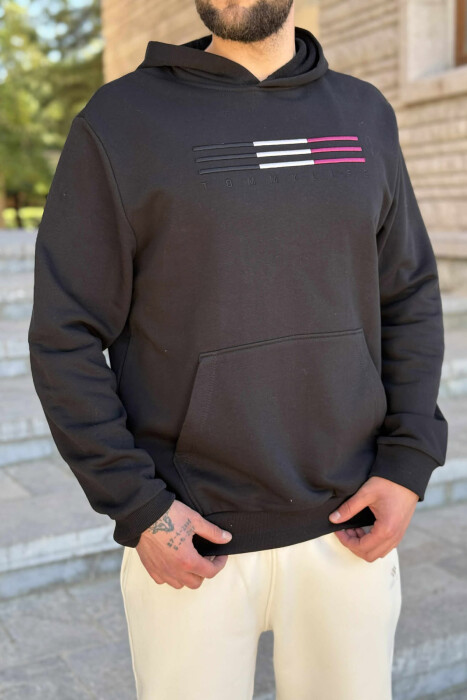 SET I THJESHTË ME PUSH HOODIE+TUTA PËR MESHKUJ NË NGJYRËN KREM+E ZEZË - 2