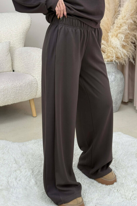 SET I THJESHTE NJE NGJYRESH HOODIE + TUTA PER FEMRA NE NGJYRE KAFE - 2