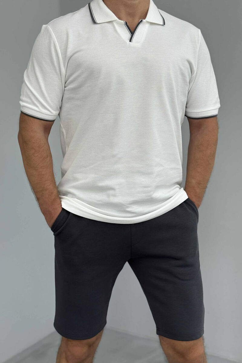 SET I THJESHTË T-SHIRT+PANTALLONA PËR MESHKUJ NË NGJYRËN E BARDHË+GRI E ERRËT - 2