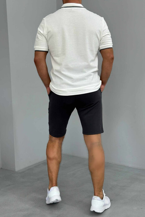 SET I THJESHTË T-SHIRT+PANTALLONA PËR MESHKUJ NË NGJYRËN E BARDHË+GRI E ERRËT - 3