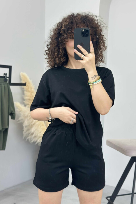 SET I THJESHTË T-SHIRT+PANTALLONA TË SHKURTRA PËR FEMRA NË NGJYRËN E ZEZË - 5