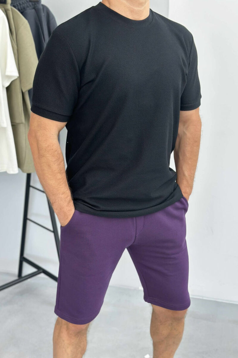 SET I THJESHTË T-SHIRT+PANTALLONA TË SHKURTRA PËR MESHKUJ NË NGJYRËN E ZEZË+LEJLA - 2