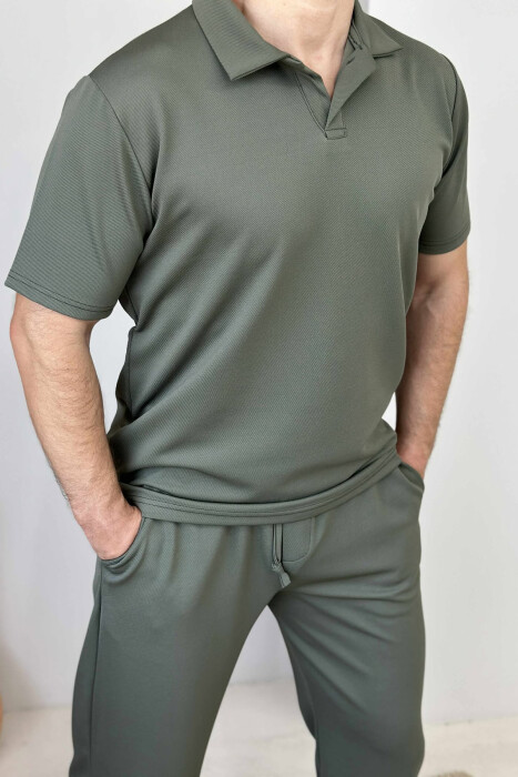 SET I THJESHTË T-SHIRT+TUTA PËR MESHKUJ NË NGJYRËN JESHILE - 4