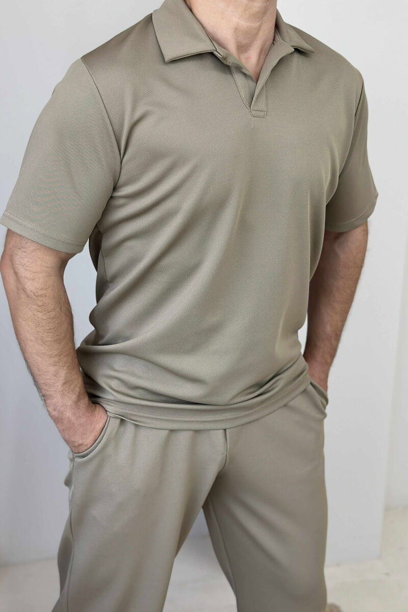 SET I THJESHTË T-SHIRT+TUTA PËR MESHKUJ NË NGJYRËN KAFE E ZBARDHUR - 4