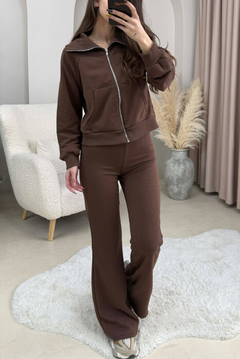 SET I THJESHTE XHAKETE E SHKURTER+ PANTALLONA PER FEMRA NE NGJYRE KAFE - 3