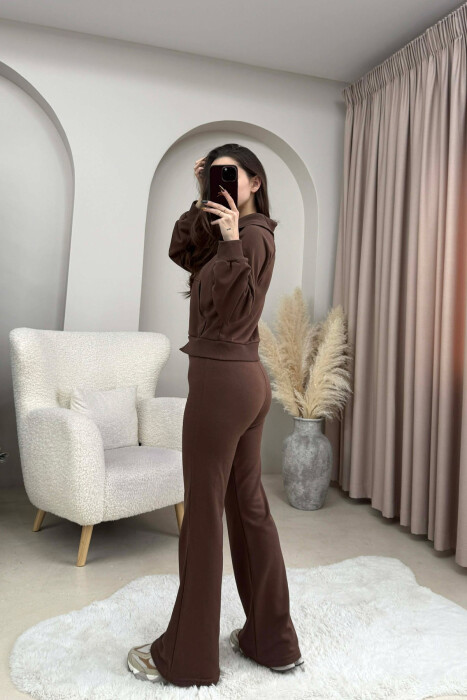 SET I THJESHTE XHAKETE E SHKURTER+ PANTALLONA PER FEMRA NE NGJYRE KAFE - 4