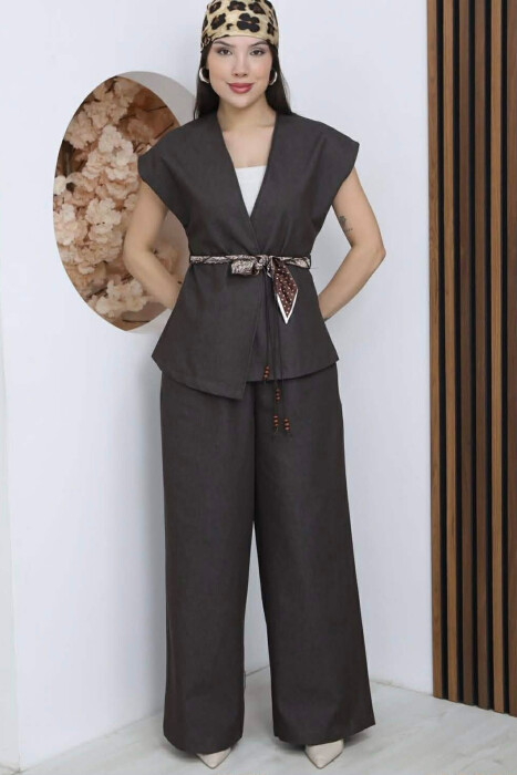 SET JELEK+ PANTALLONA PER FEMRA NE NGJYRE KAFE - 2