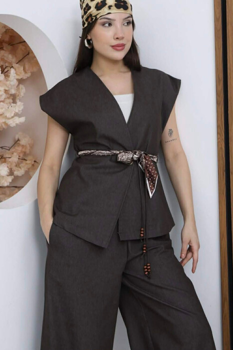 SET JELEK+ PANTALLONA PER FEMRA NE NGJYRE KAFE - 3
