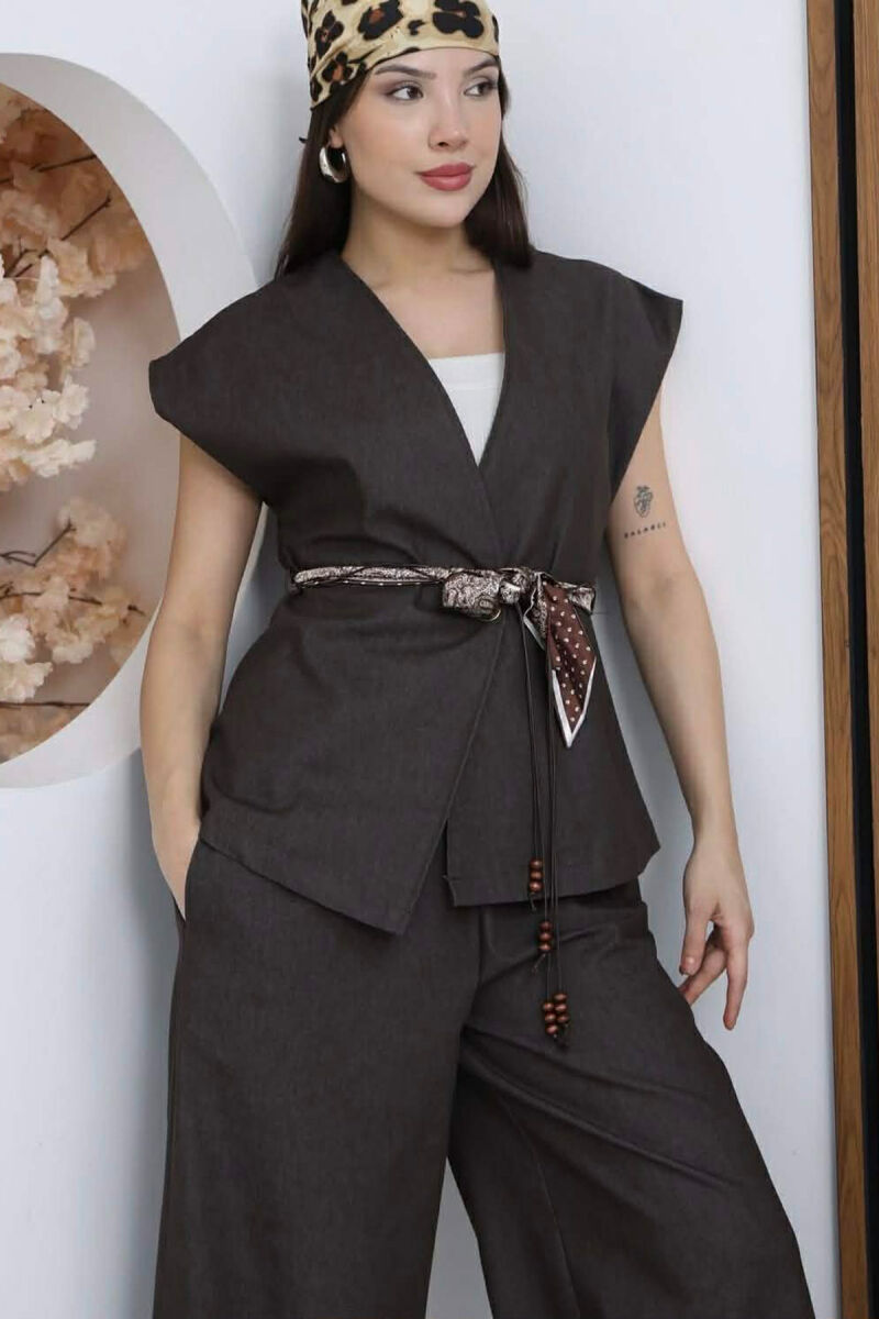 SET JELEK+ PANTALLONA PER FEMRA NE NGJYRE KAFE - 3