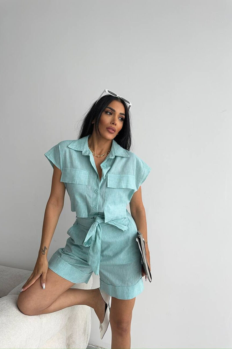 SET KEMISHE+PANTALLONA TE SHKURTA PER FEMRA NE NGJYRE MENTE - 1